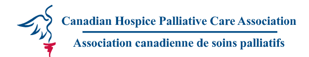 Logo of the Canadian Hospice Palliative Care Association, featuring a stylized bird and blue and red text in English and French.