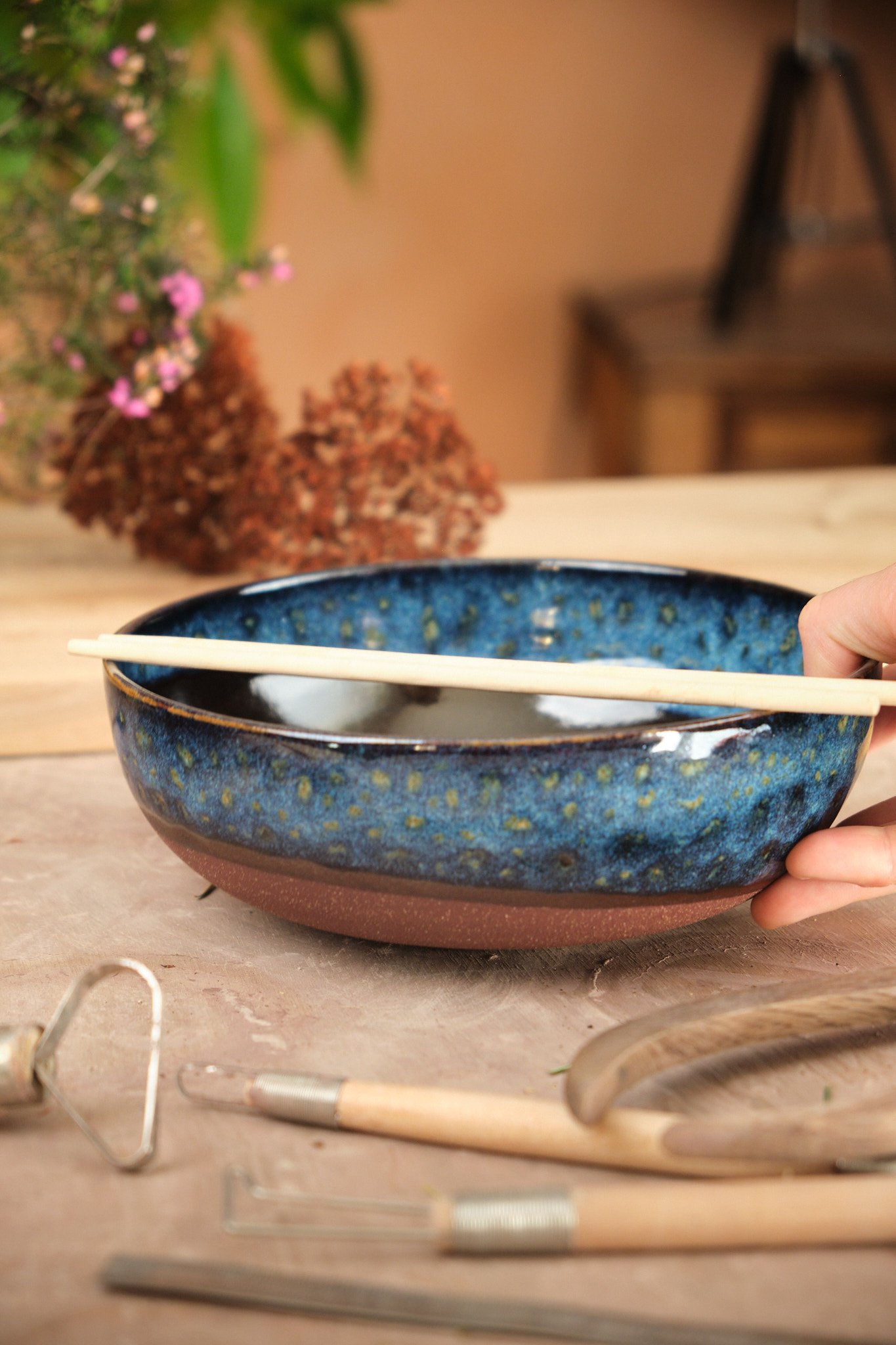 Bol à Ramen / petit Saladier - Terre Rouge émail Nuit