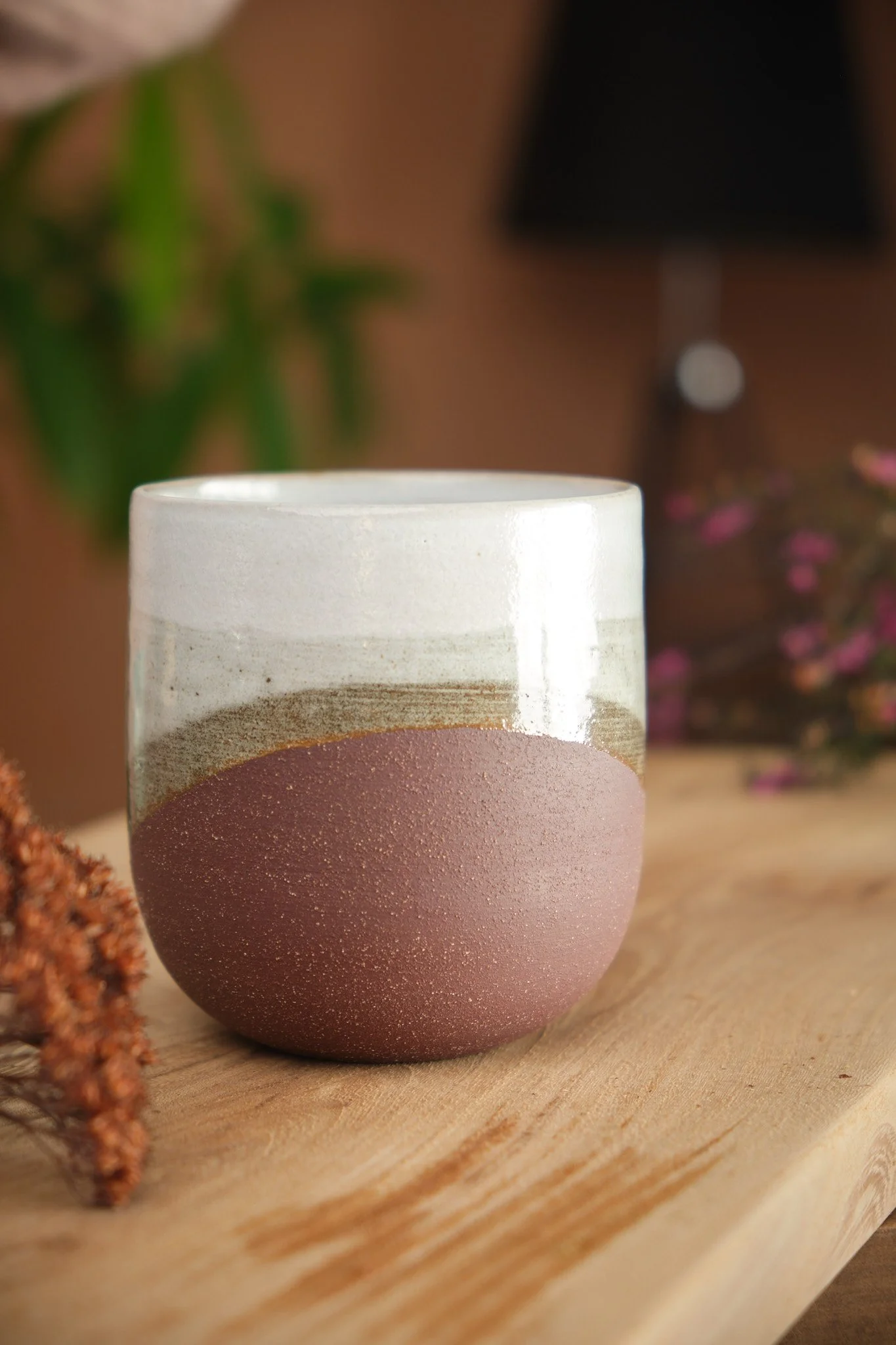 Tasse à thé / Gobelet - Terre Rouge émail Blanc