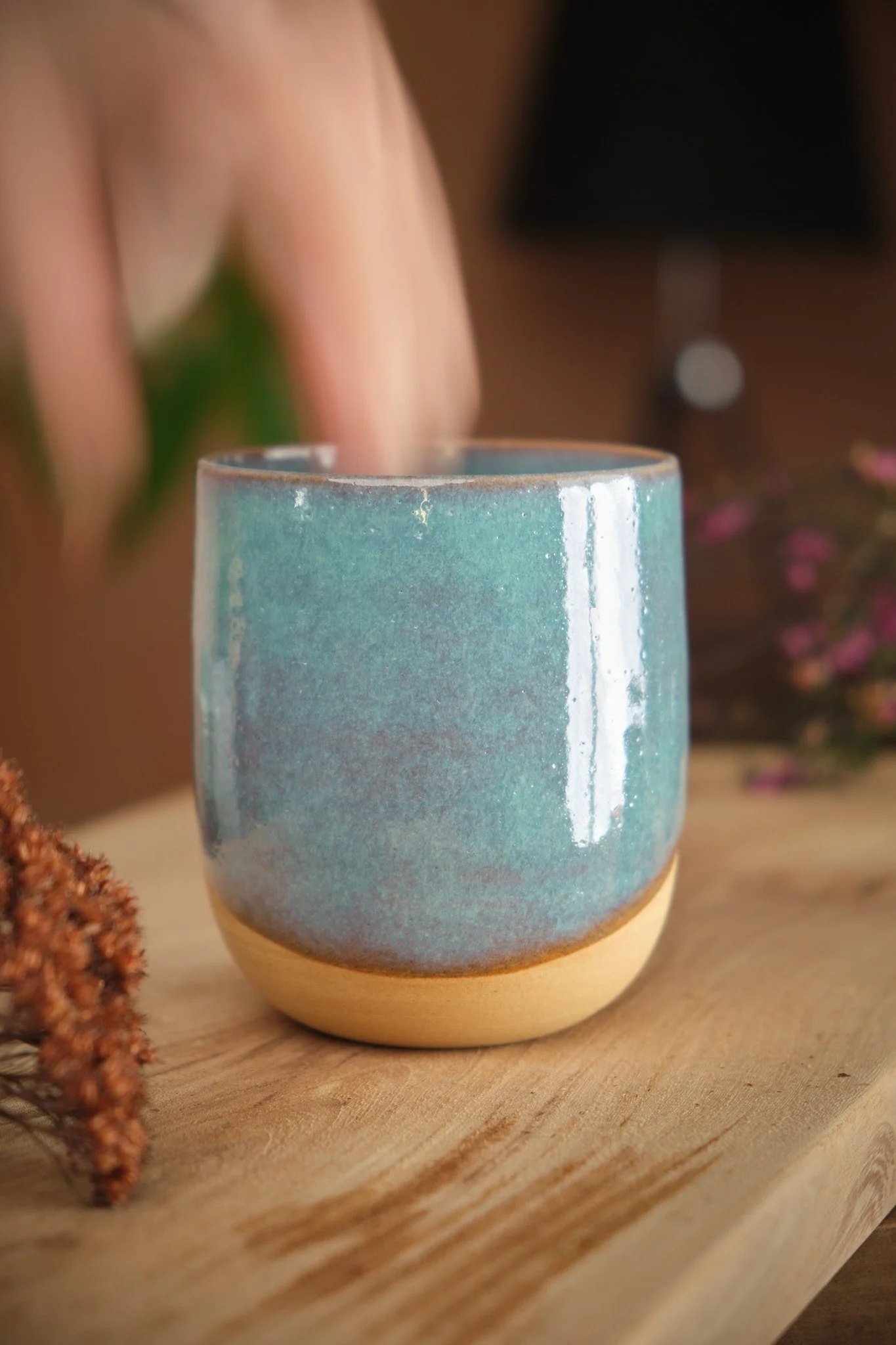 Tasse céramique en grès La paume artisan périgourdin sable turquoise.jpg