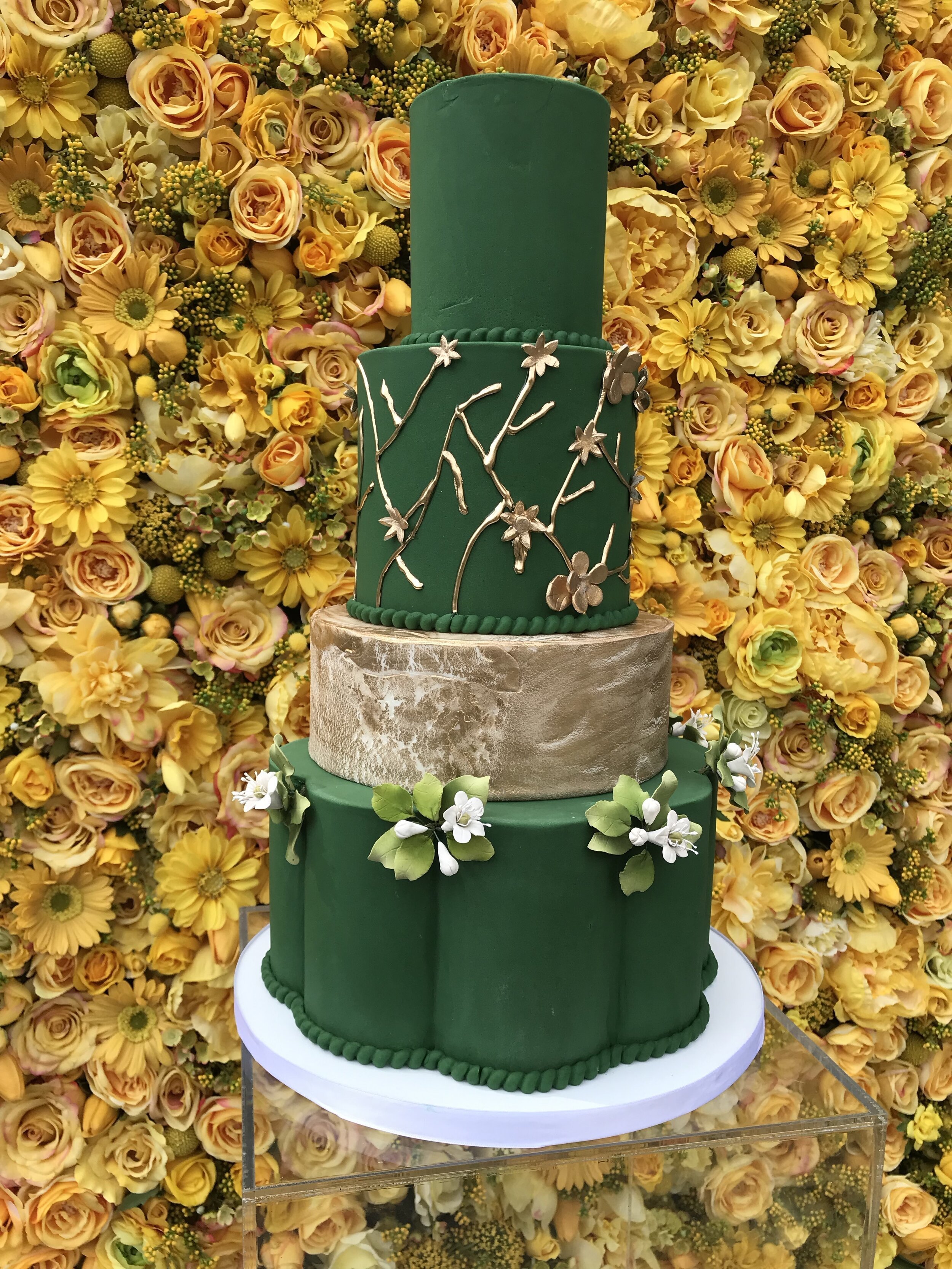 Silk Flower Wall with Cake