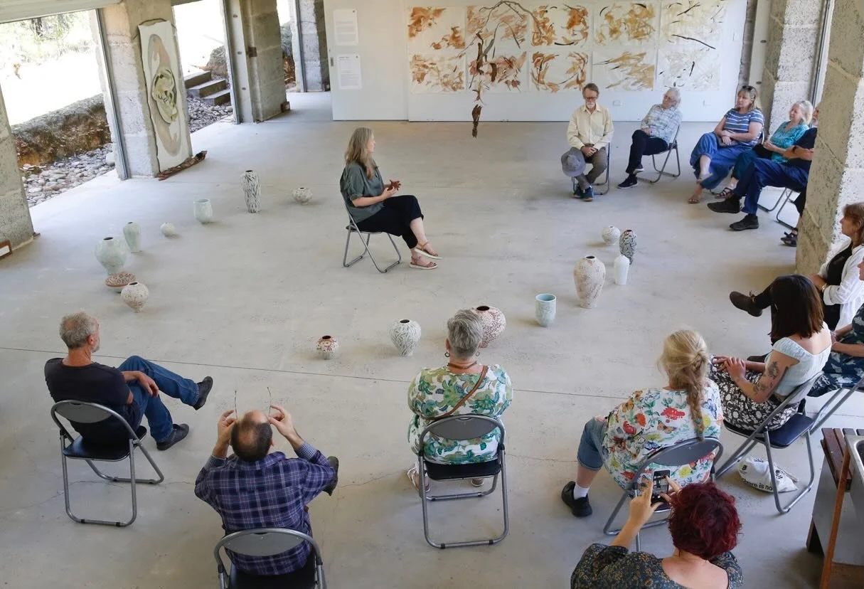 Artist talk at @bigciaustralia, surrounded by my unfired pots. The last of these went into the kiln today.