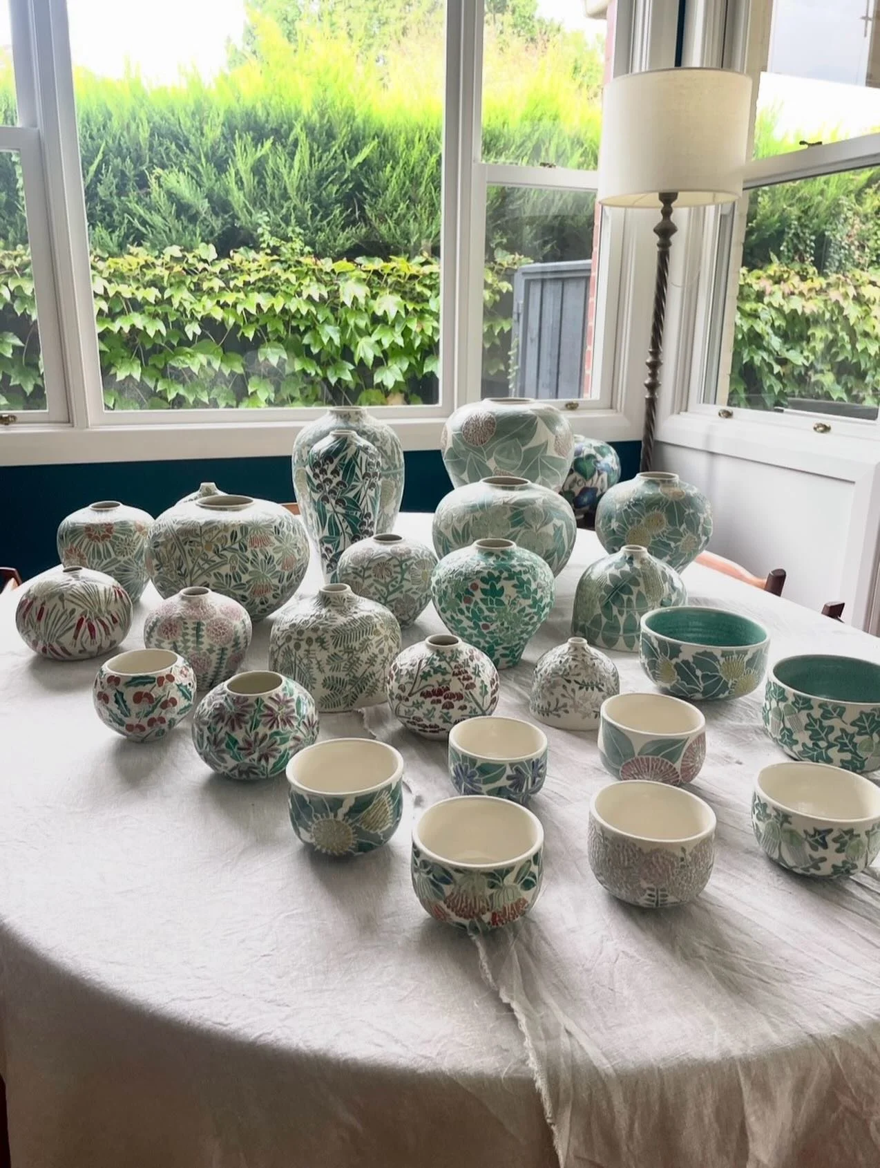 Getting ready for my shop update this week. This is my Western Australia (Cape to Cape) series &mdash; home from the studio and crowding my dining table. I&rsquo;ll be listing work from my Wollemi residency too. If you&rsquo;d care to take them home,