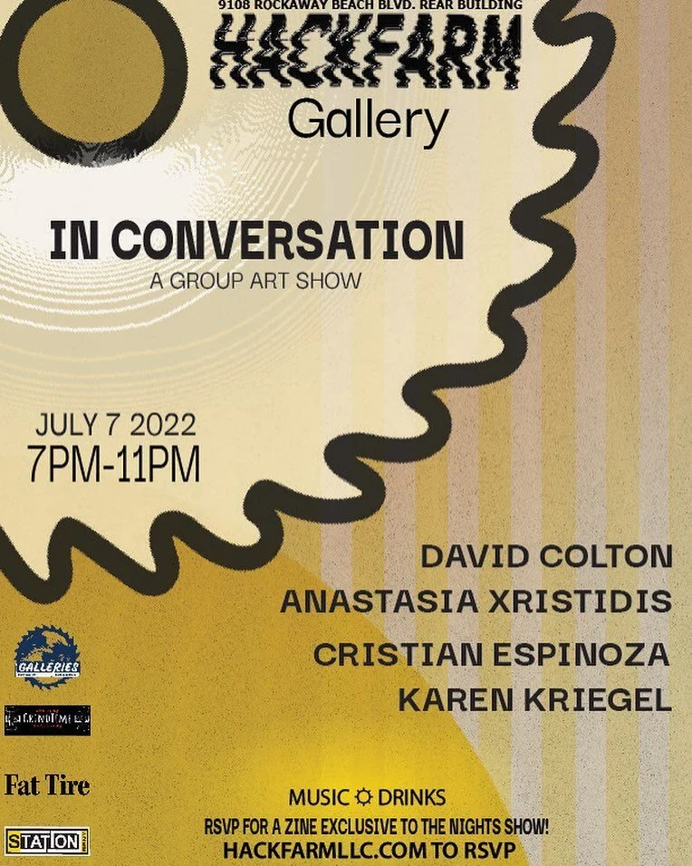 ❗️UPDATE❗️Date Change

THURSDAY JULY 7// 7PM 
Come down to Hackfarm and check out the show!! Art, artists, music, drinks. We&rsquo;re going for round 2, see you there!

[RSVP link in bio]

@ocean._w 
@chaos_esper
@mysterygirlfriend
@definitelydave 
@