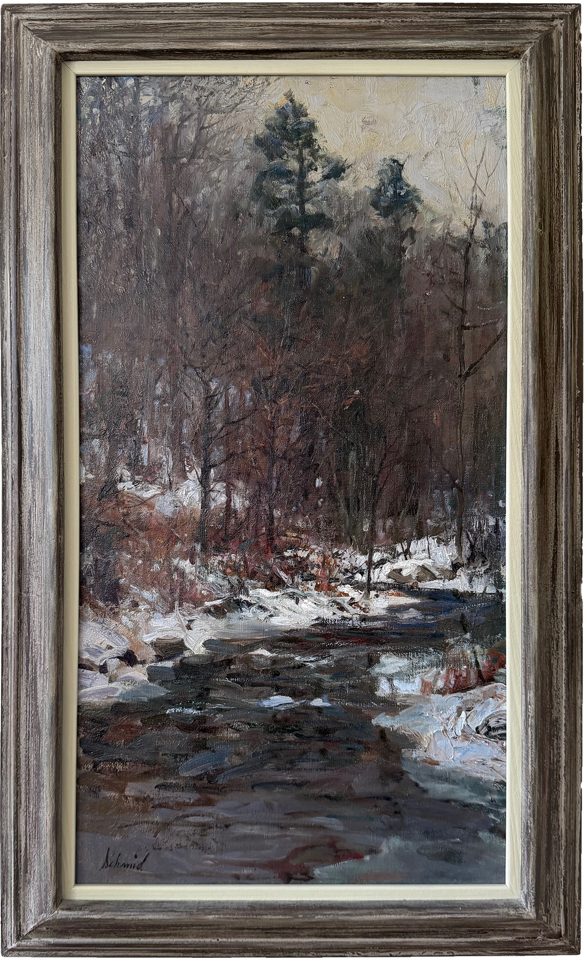  Connecticut - November   
oil, 36 x 22 
©Richard Schmid 1959 
This image is under strict copyright to the artist and may not be reproduced in any form.
