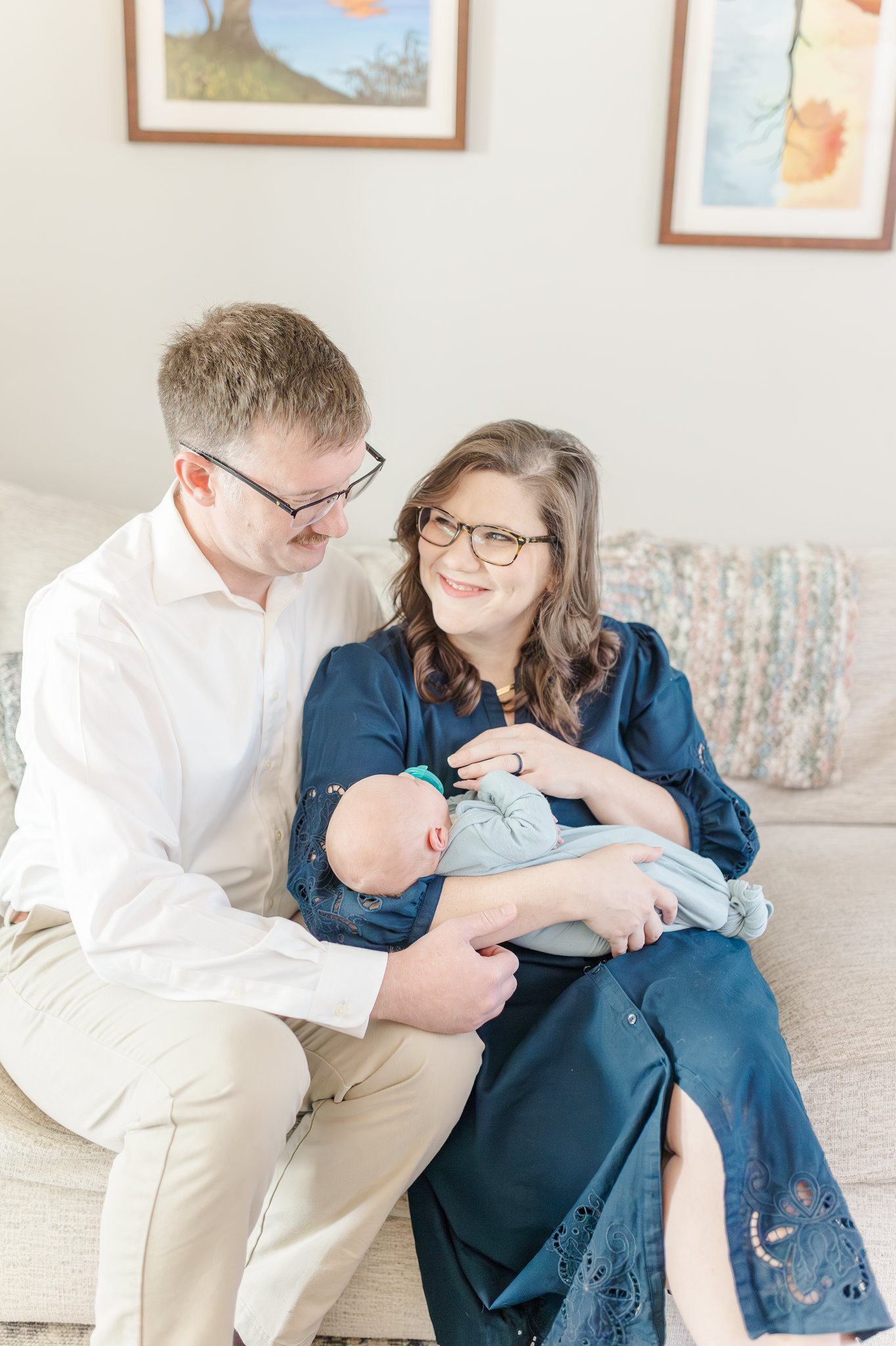 at home newborn session In anderson south carolina