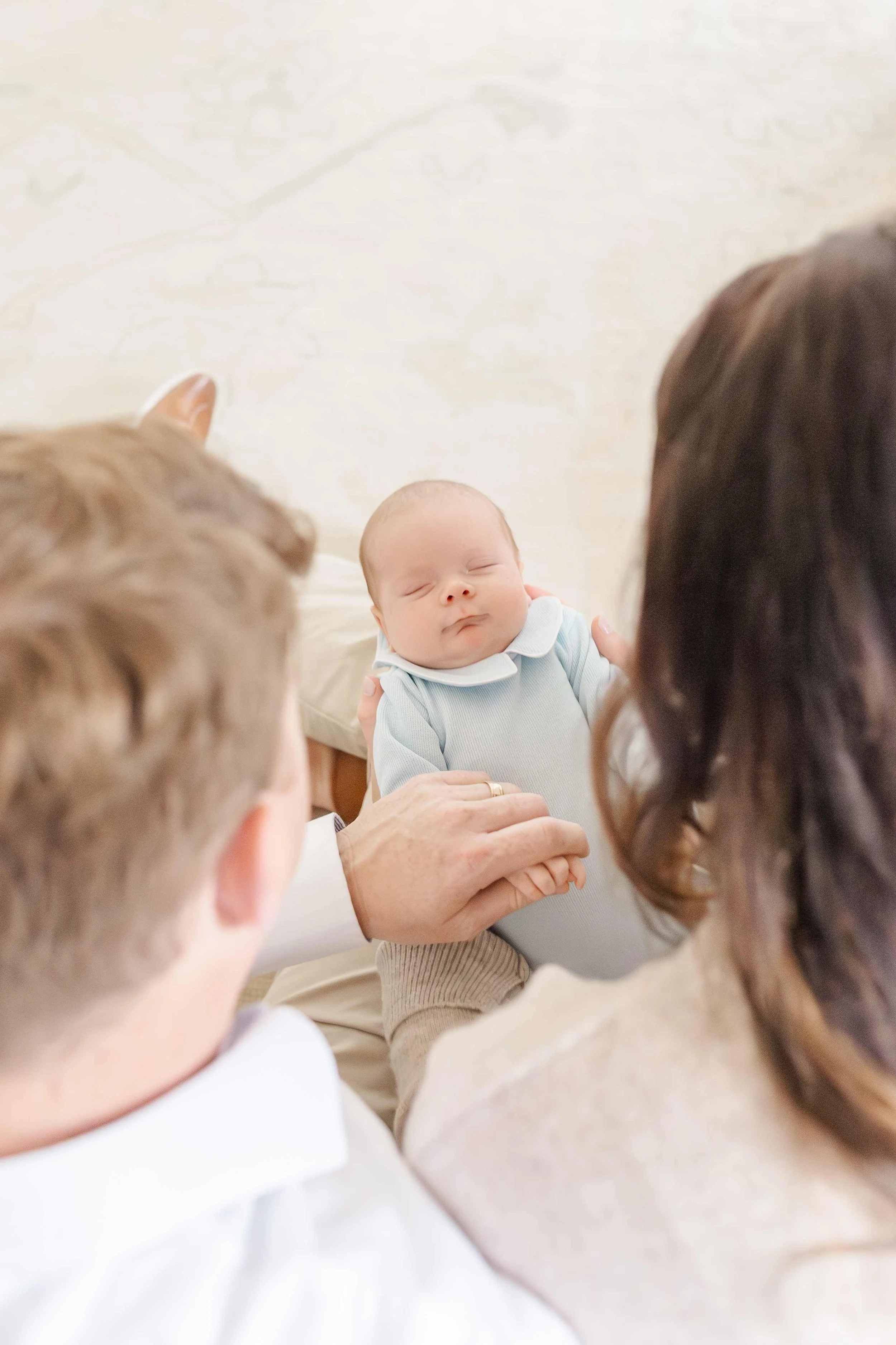 Close-up of newborn baby Thomas during in-home lifestyle newborn photography in Laurens, SC | Erin Turner Photography