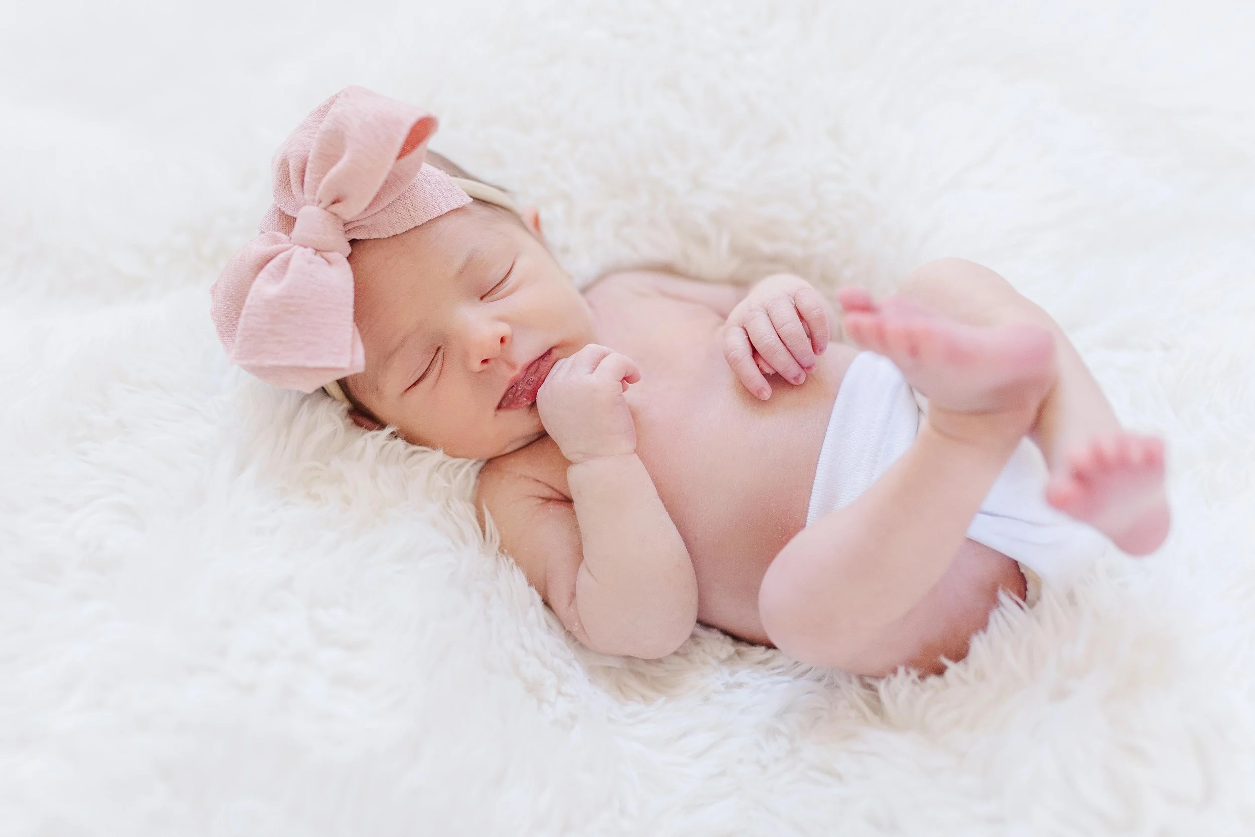 Newborn baby girl on white backdrop, Erin Turner Photography Easley SC