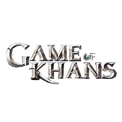 Logo for the TV show Game of Thrones with a metallic font on a black background.