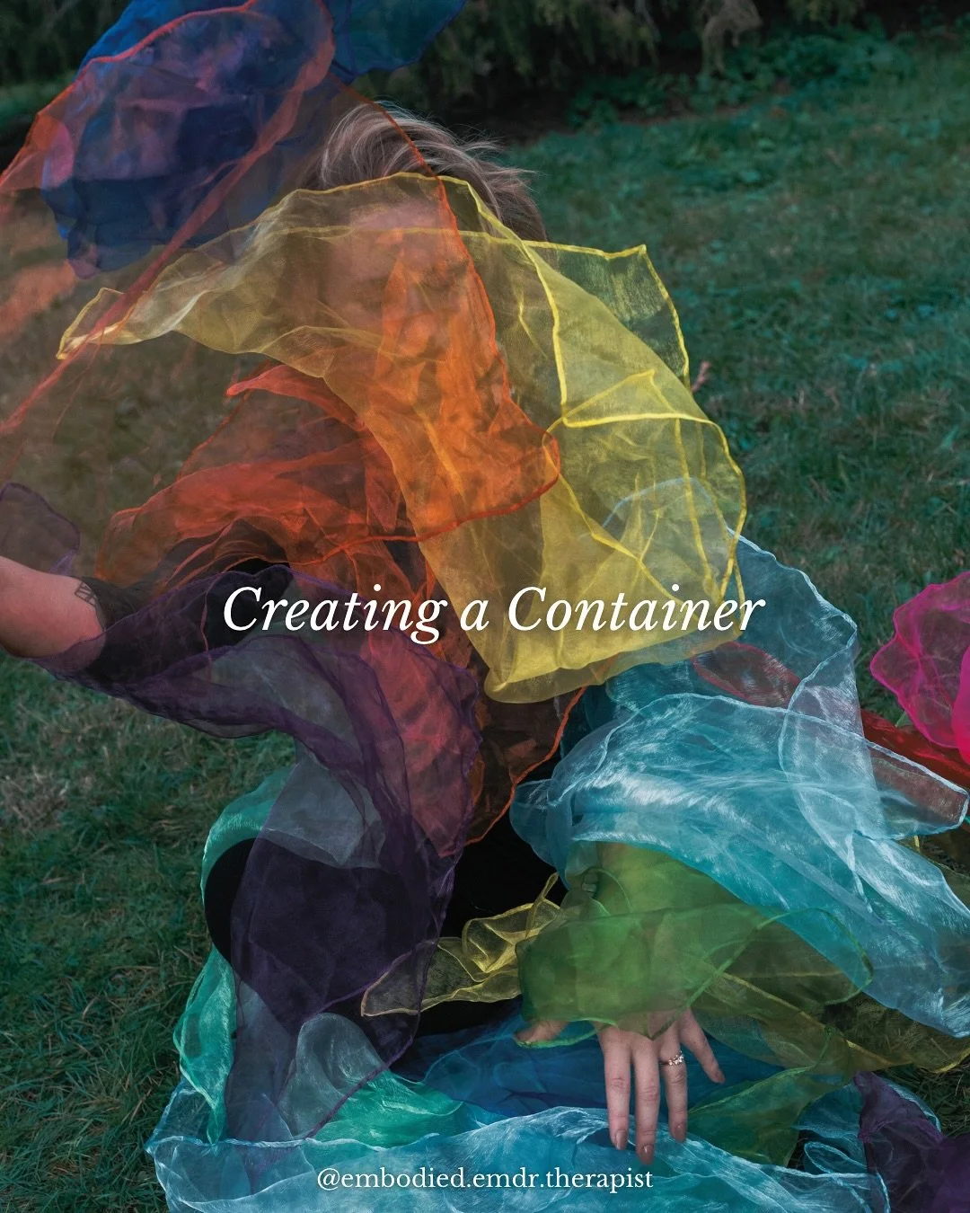 Container visualizations help designate a space where we can use mindfulness to intentionally store distressing thoughts or memories until it feels relatively safety enough to work with them.

There are a variety of ways to use containers in therapeu