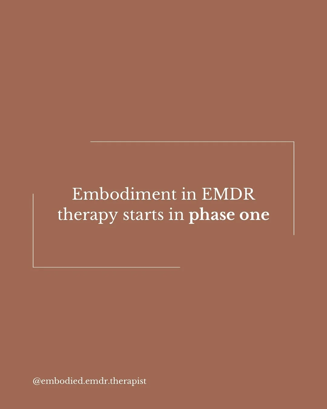 Embodiment isn&rsquo;t just for the resourcing phase- it&rsquo;s starts with history taking and is carried all the way through to future template installation. 

Want to know more about how to interweave movement, body awareness and somatic resourcin