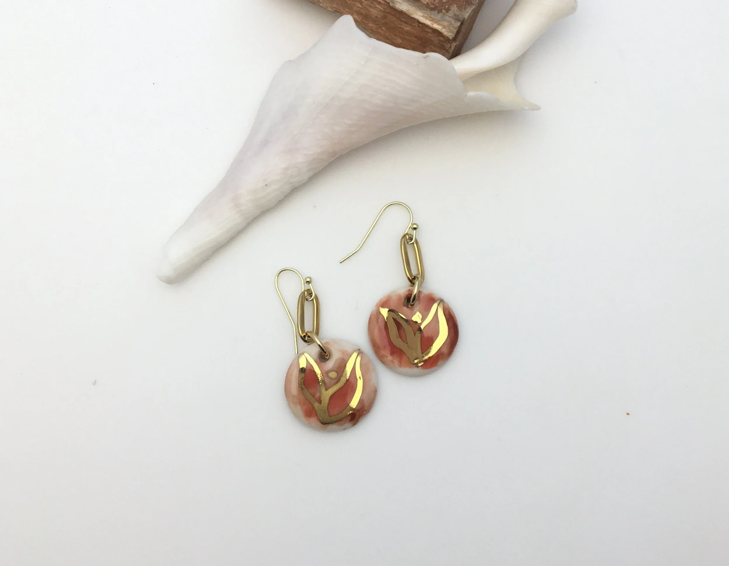 Orange Garden Flower Earrings