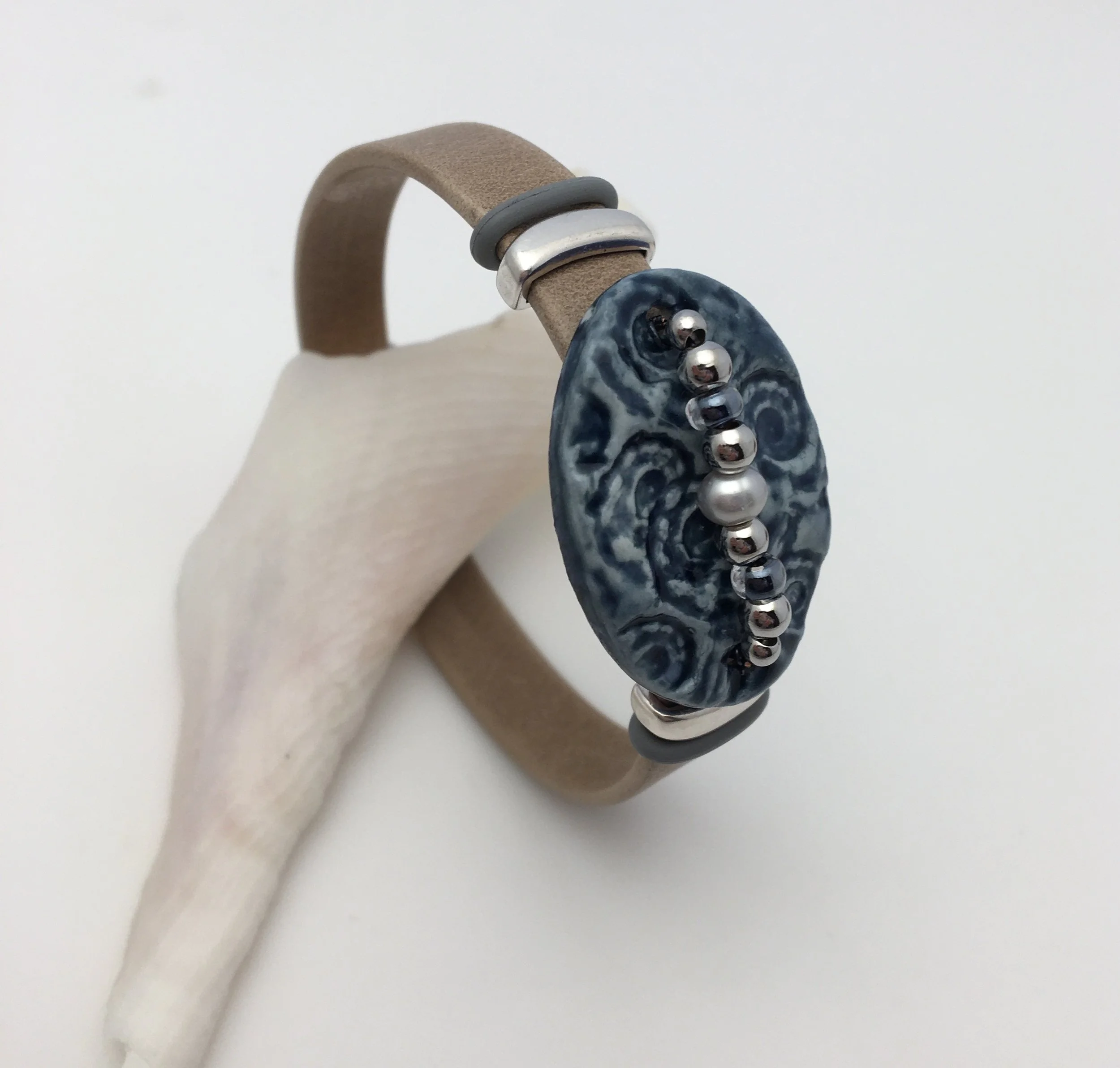 Denim Fossil Cuff Bracelet