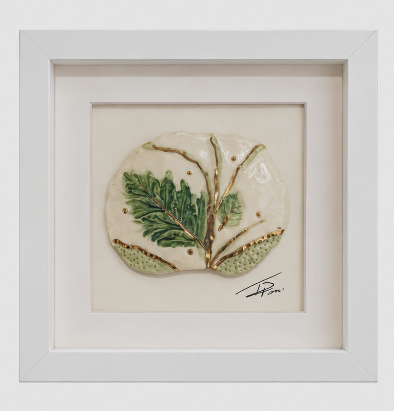 Green Leaf Porcelain Artwork