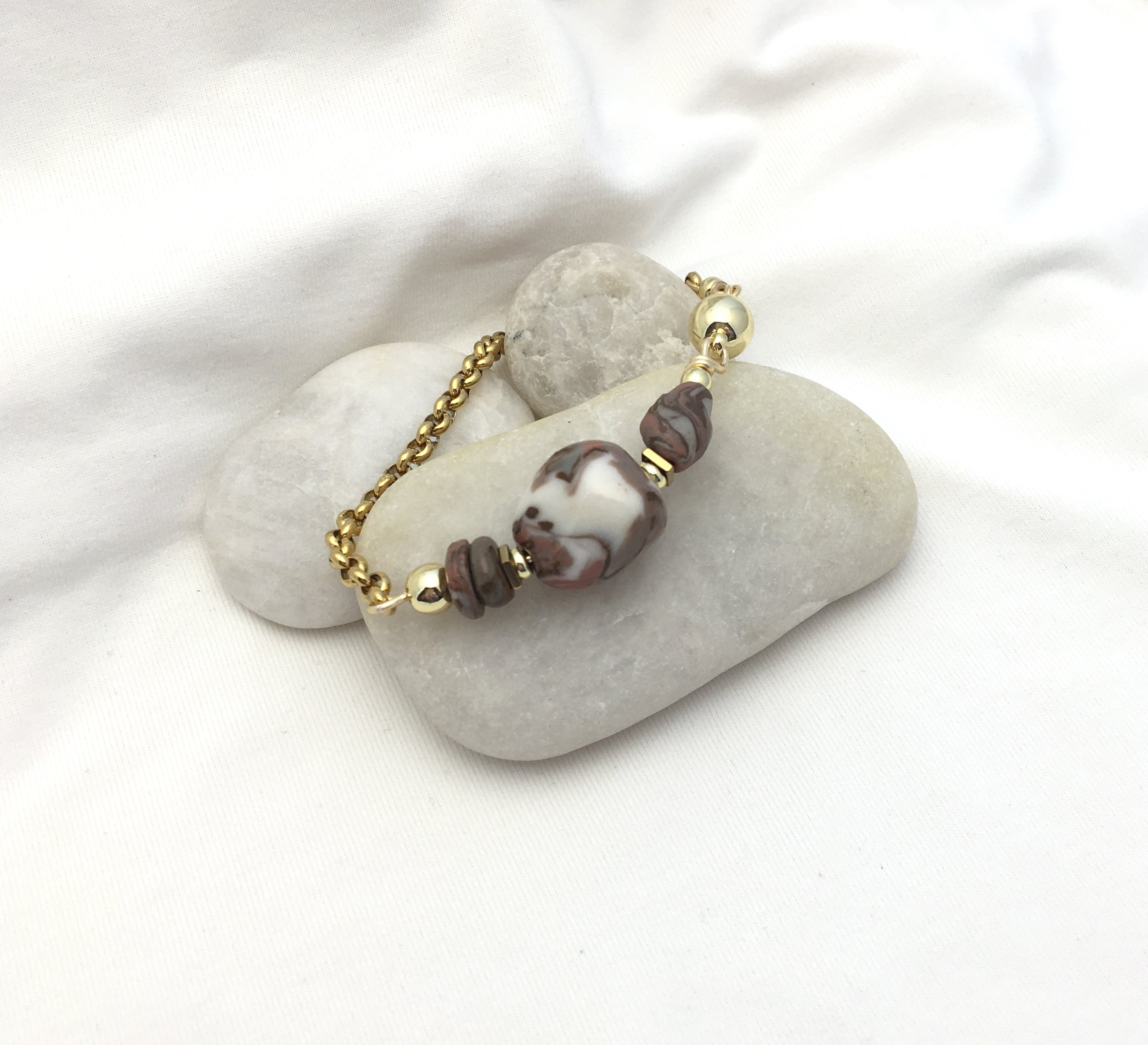 Russet Beaded  Chain Bracelet