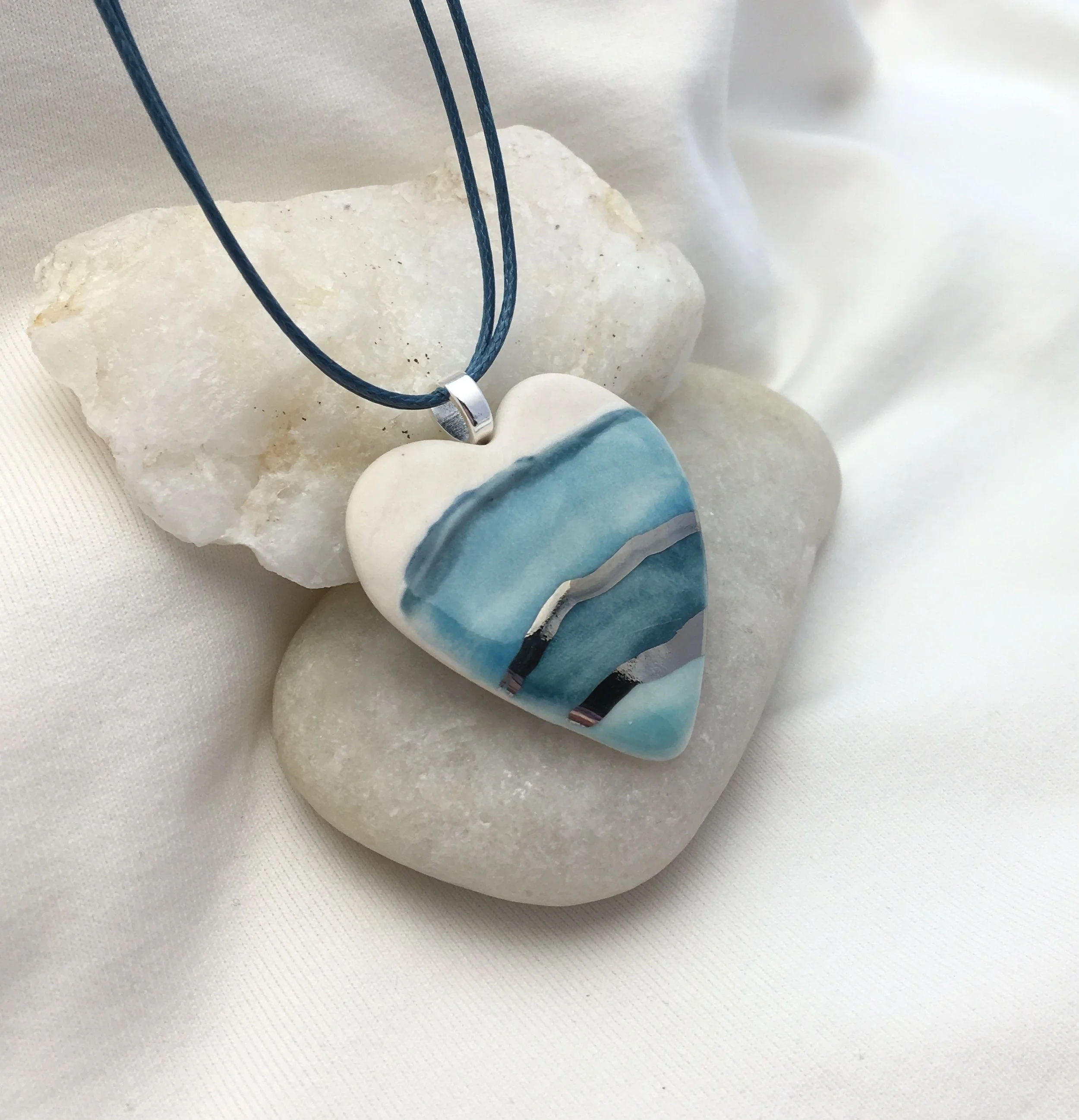 Blue Water Heart Necklace