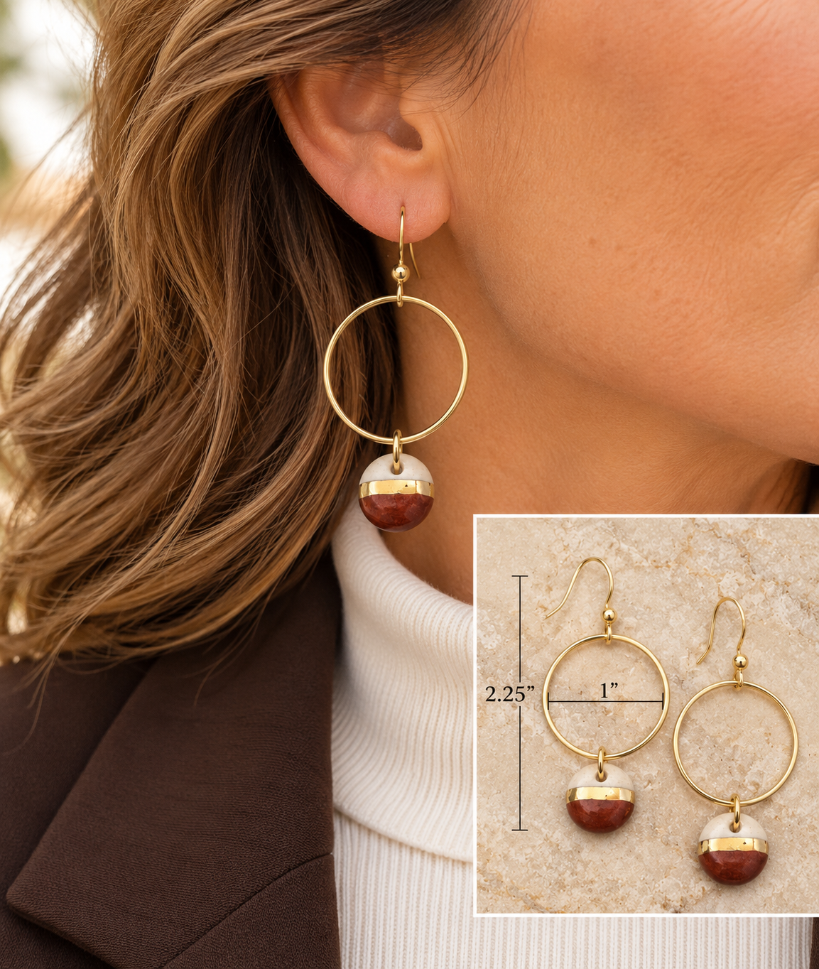 Double Circle Gold Earrings