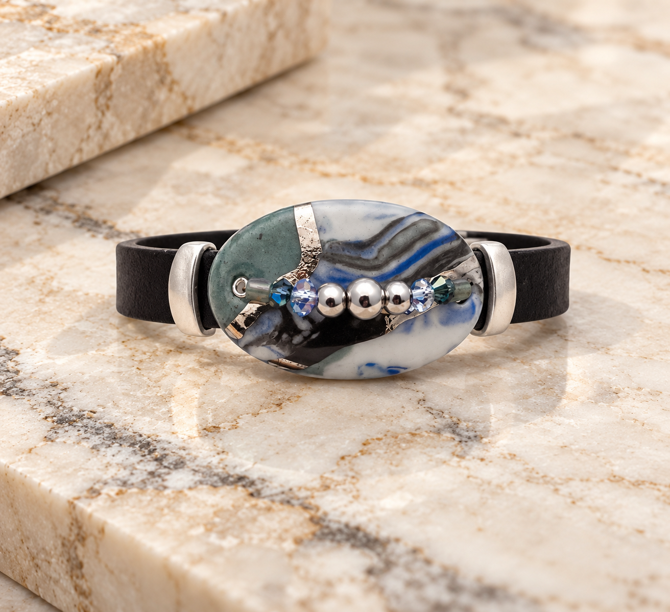 Teal Marble and Silver Bracelet Display.png