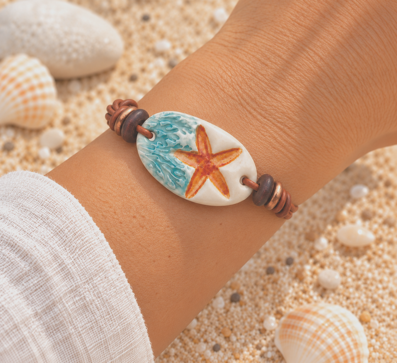 Starfish Leather Bracelet