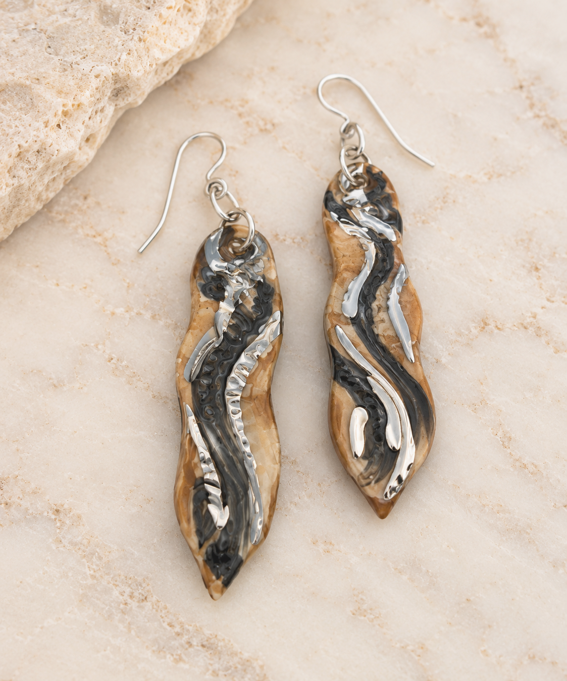 Handcrafted Marbled Silver Dangle Earrings.png