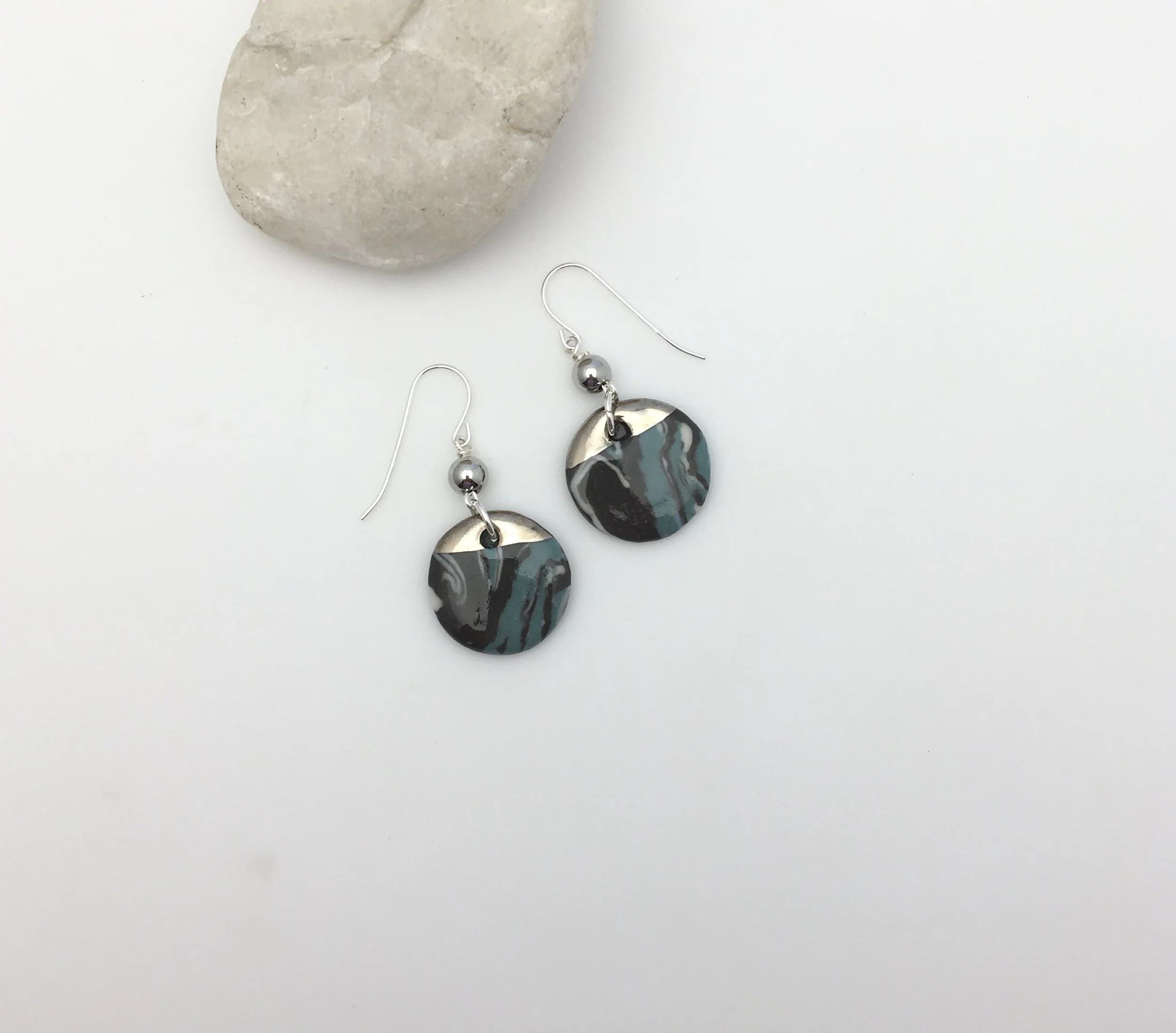 Green Circle Stone Earrings