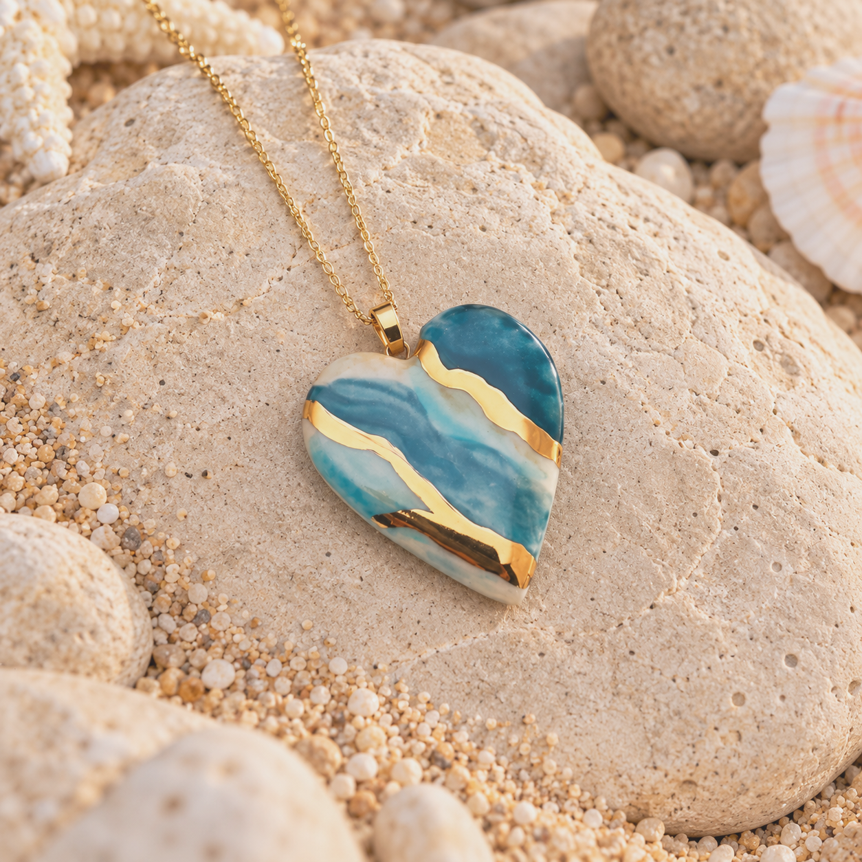 Marbled Ocean Heart Pendant on Beach Stone.png