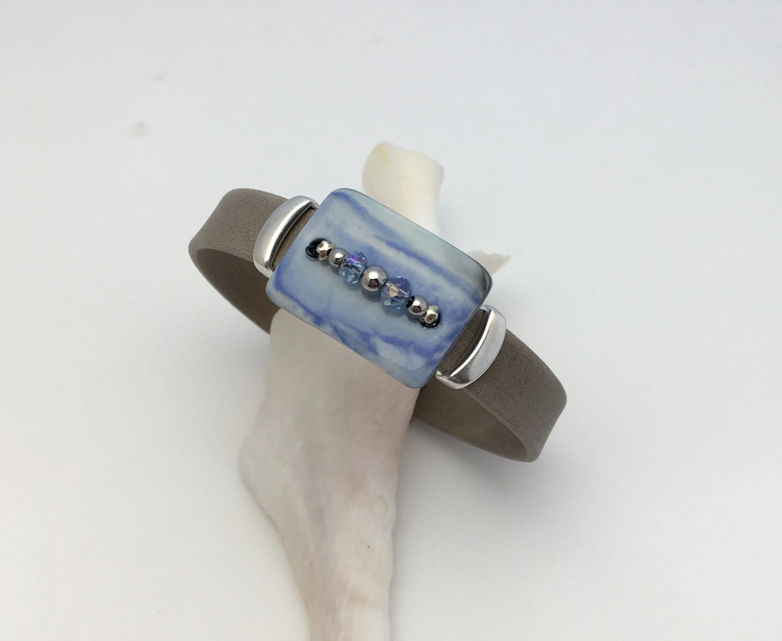 Tranquil Blue Leather Bracelet