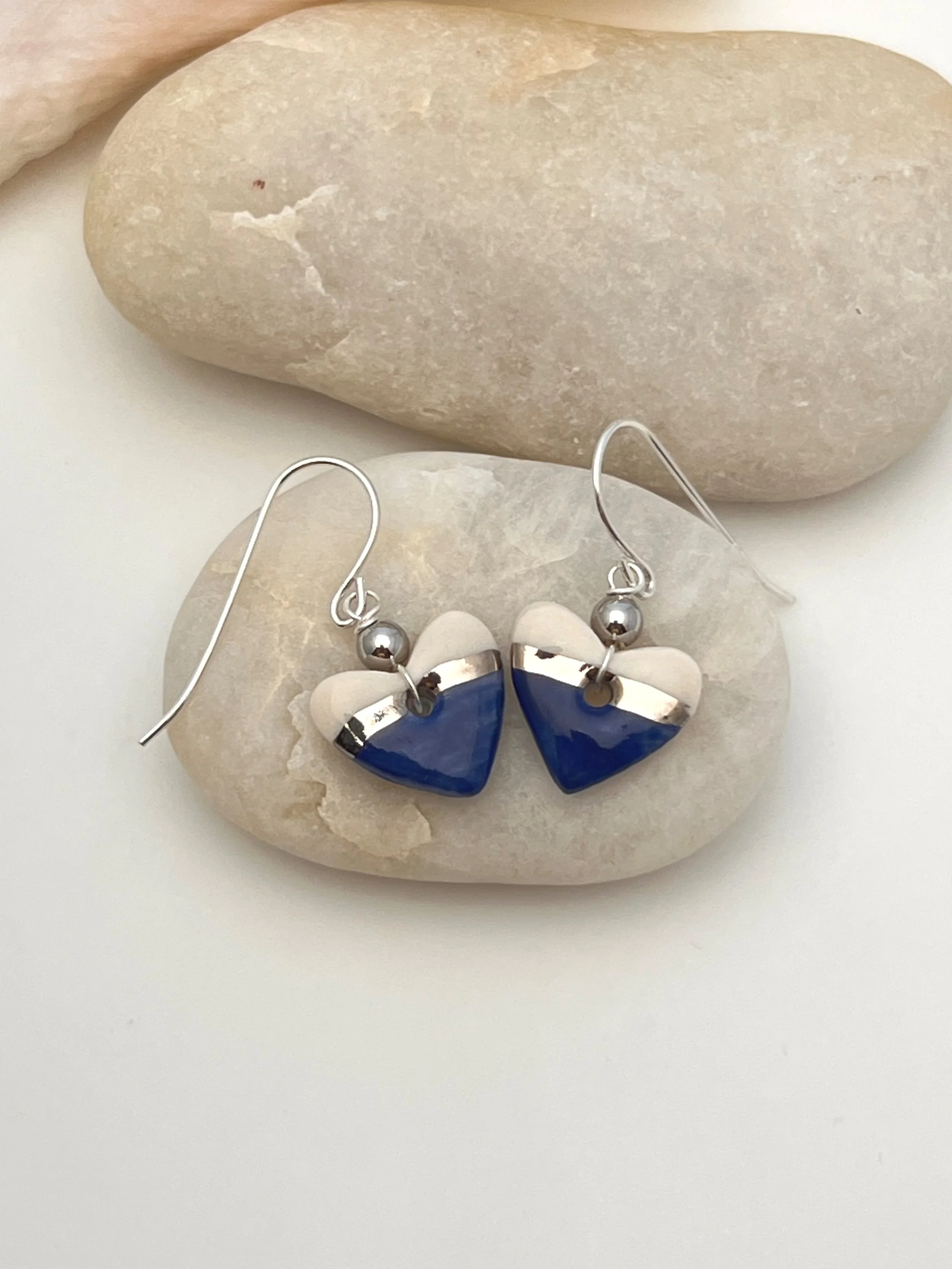 Petite Dark Navy Heart Earrings