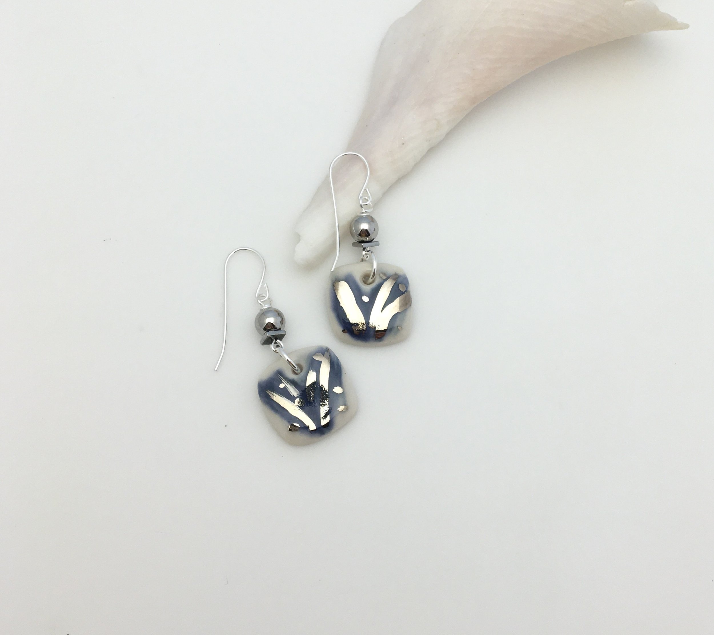 Denim Splash Square Earrings