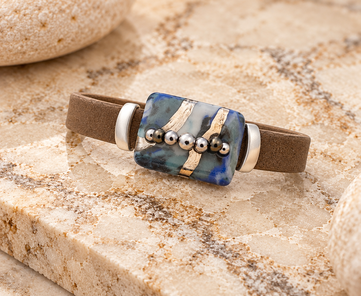 Marbled Porcelain Leather Bracelet