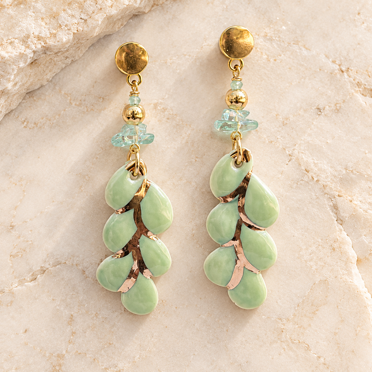 Seafoam Leaf Cascade Earrings.png