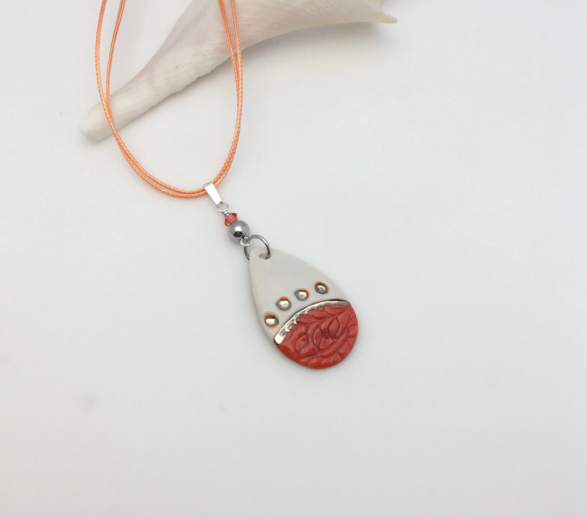 Teardrop Coral Pendant Necklace
