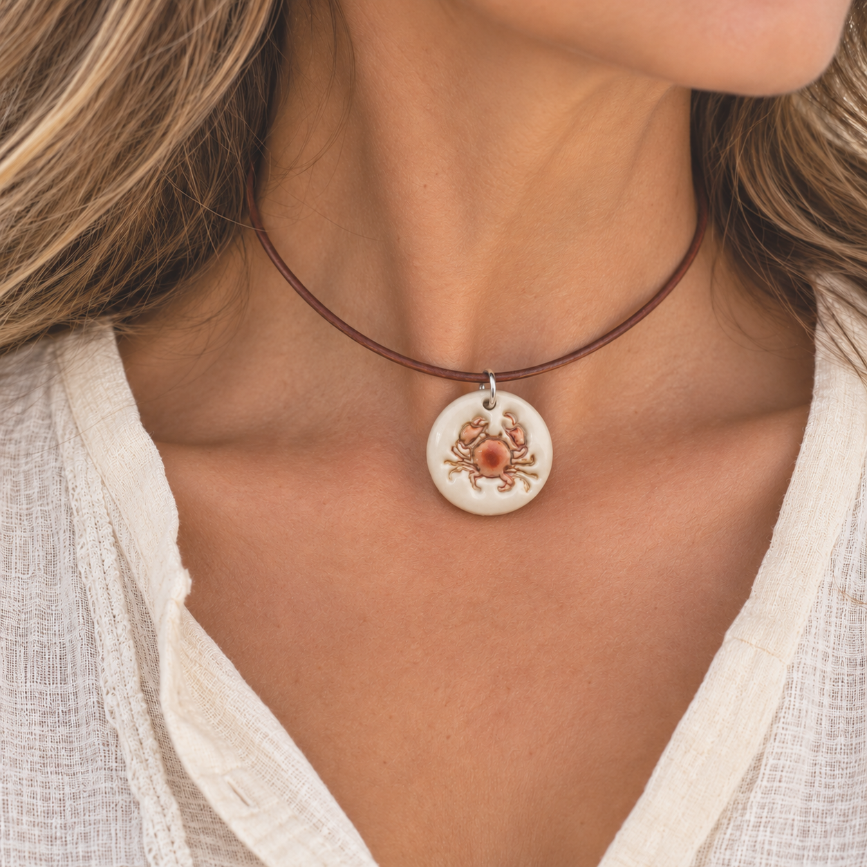 Sunlit Crab Pendant Choker Close-Up.png