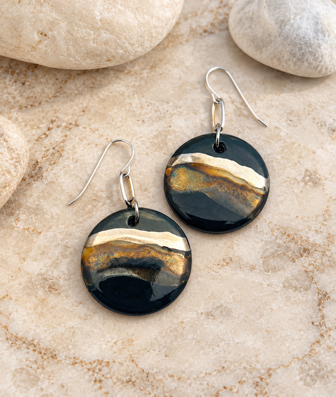 Rustic Modern Earthy Porcelain Earrings