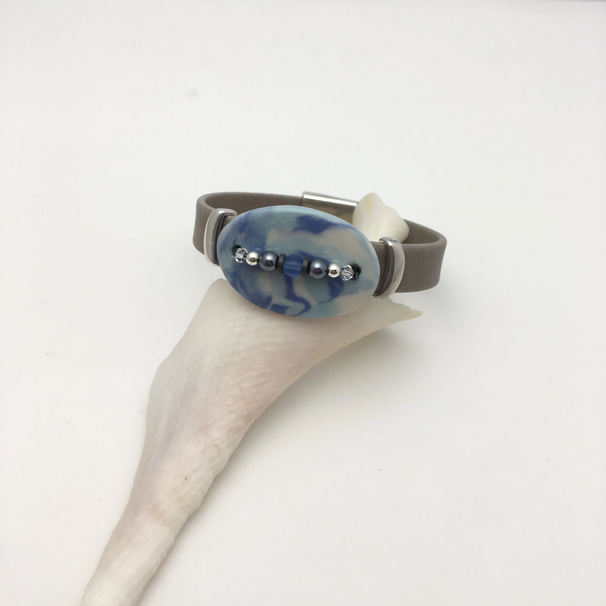 Oval Beach Blue Cuff Bracelet