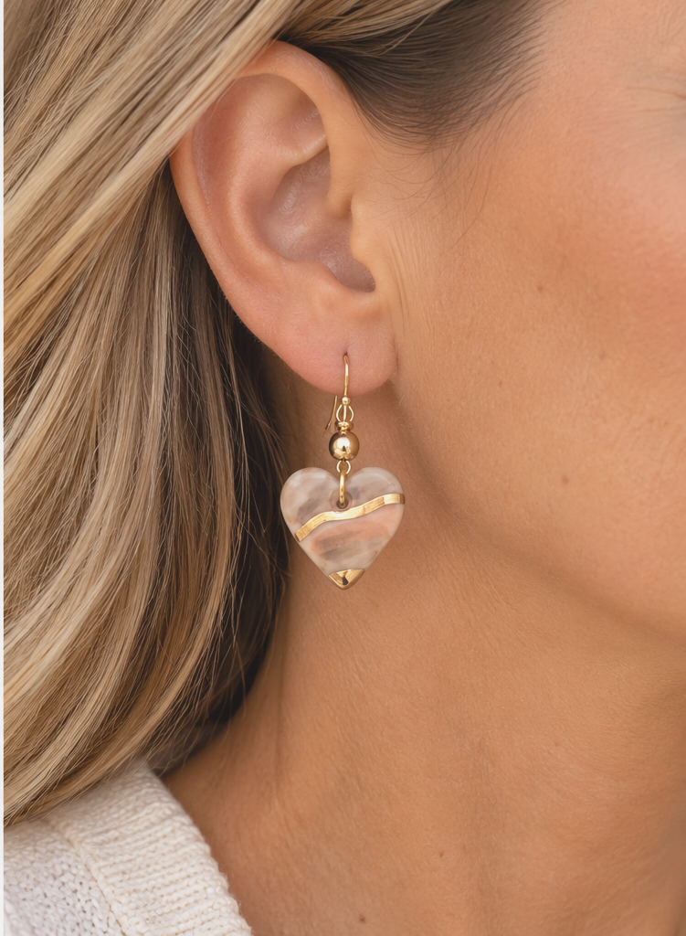 Marbled Gold Heart Earrings Split Portrait.png