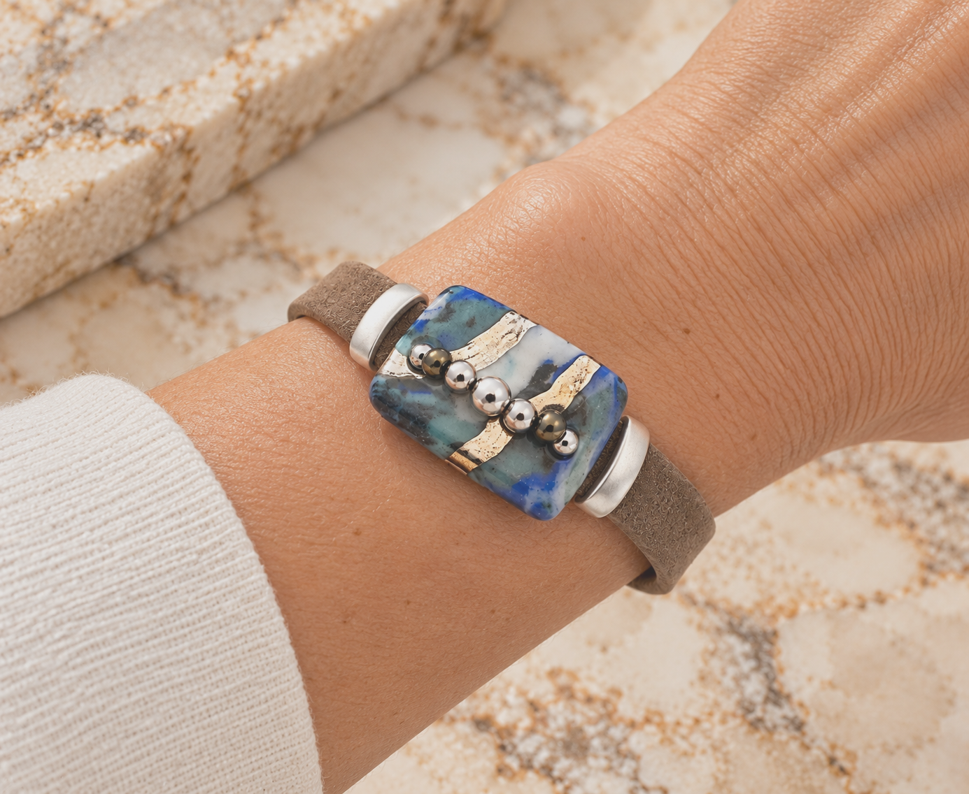 Marbled Stone Bracelet on Wrist (1).png