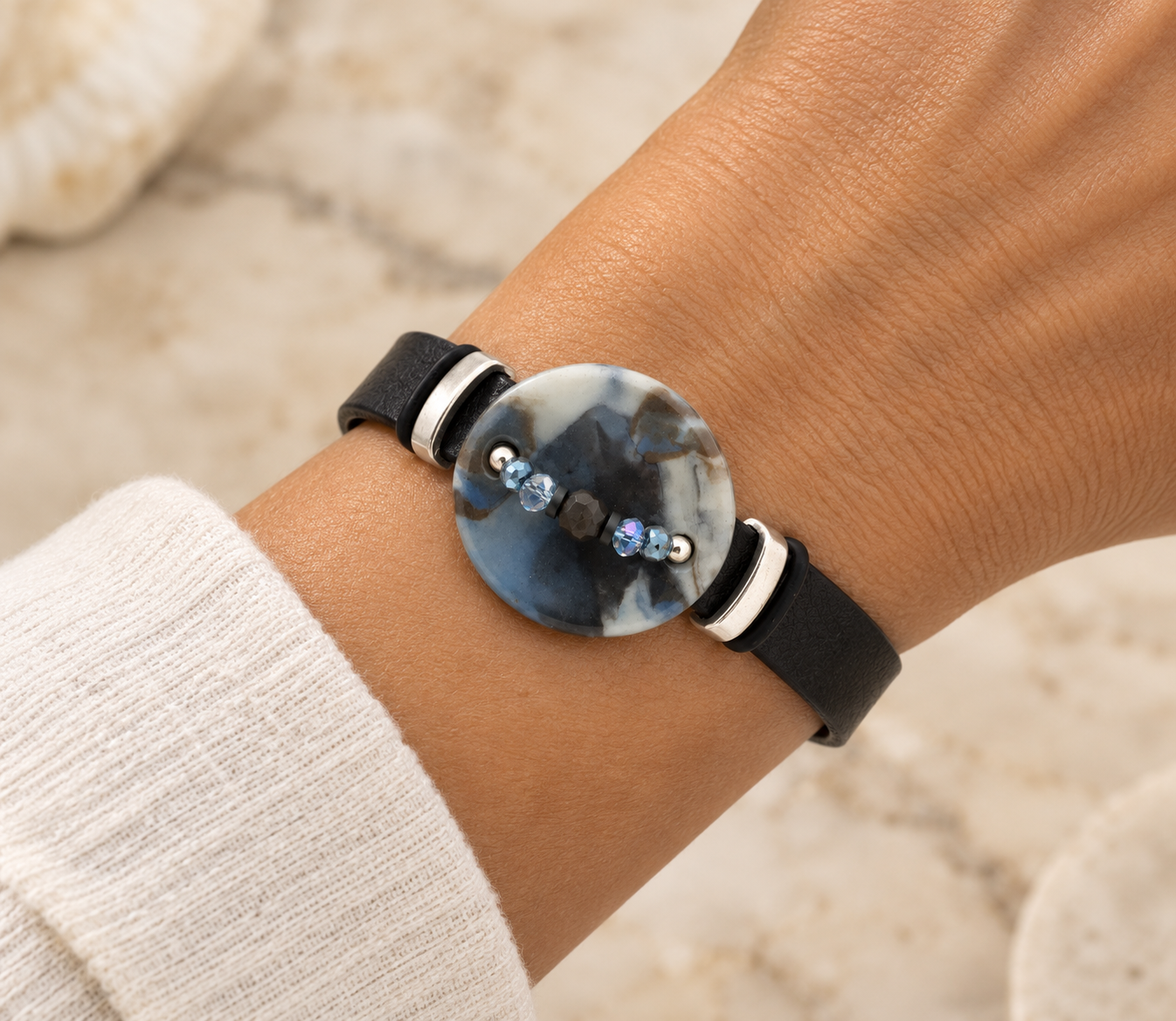 Marbled Artisan Bracelet on Wrist.png