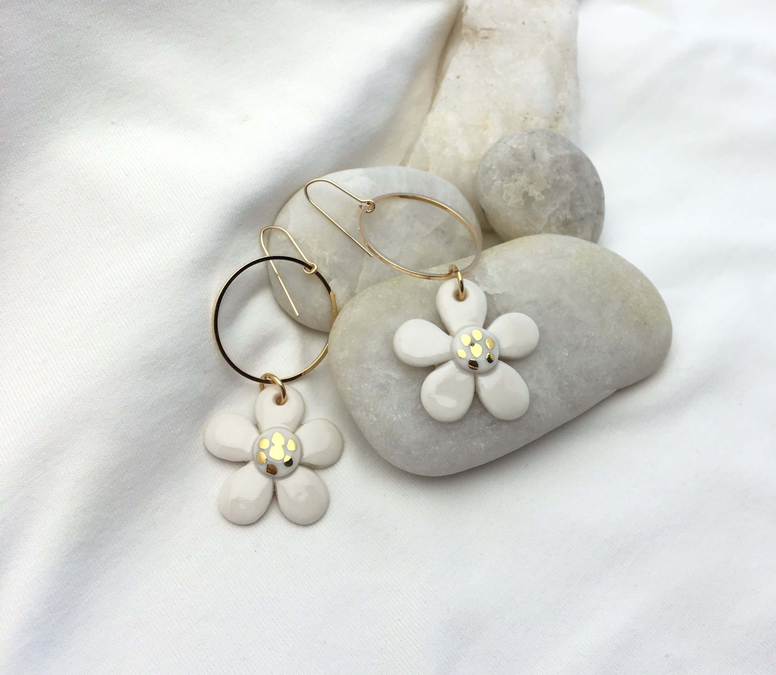 Daisy Flower Hoop Earrings
