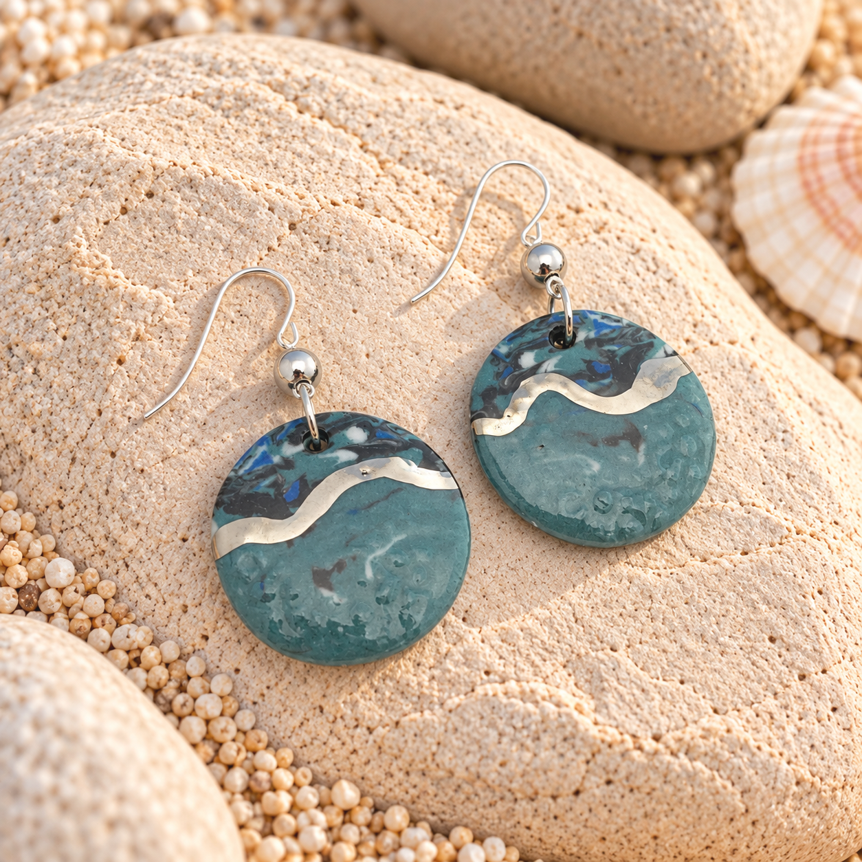 Dark Green Modern Earrings