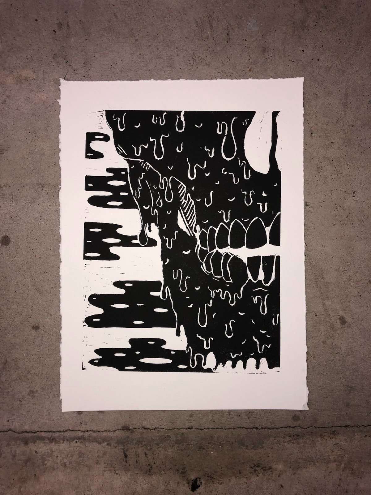 Linoleum relief print