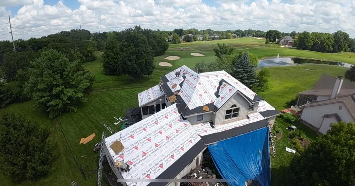 Great day for some golf and roofs🚩 5th hole is looking very relaxing! #redsailroofing #ikodynasty