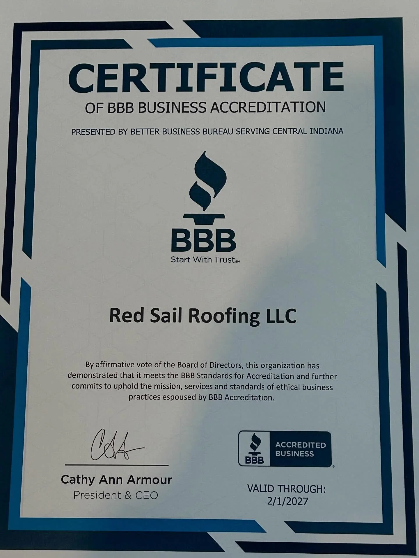A+ Certificate, not that there were ever any doubts 🚩🚩 #redsailroofing