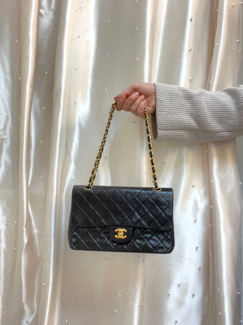 Chanel Quilted Lambskin Leather Double Flap Medium Gold Hardware