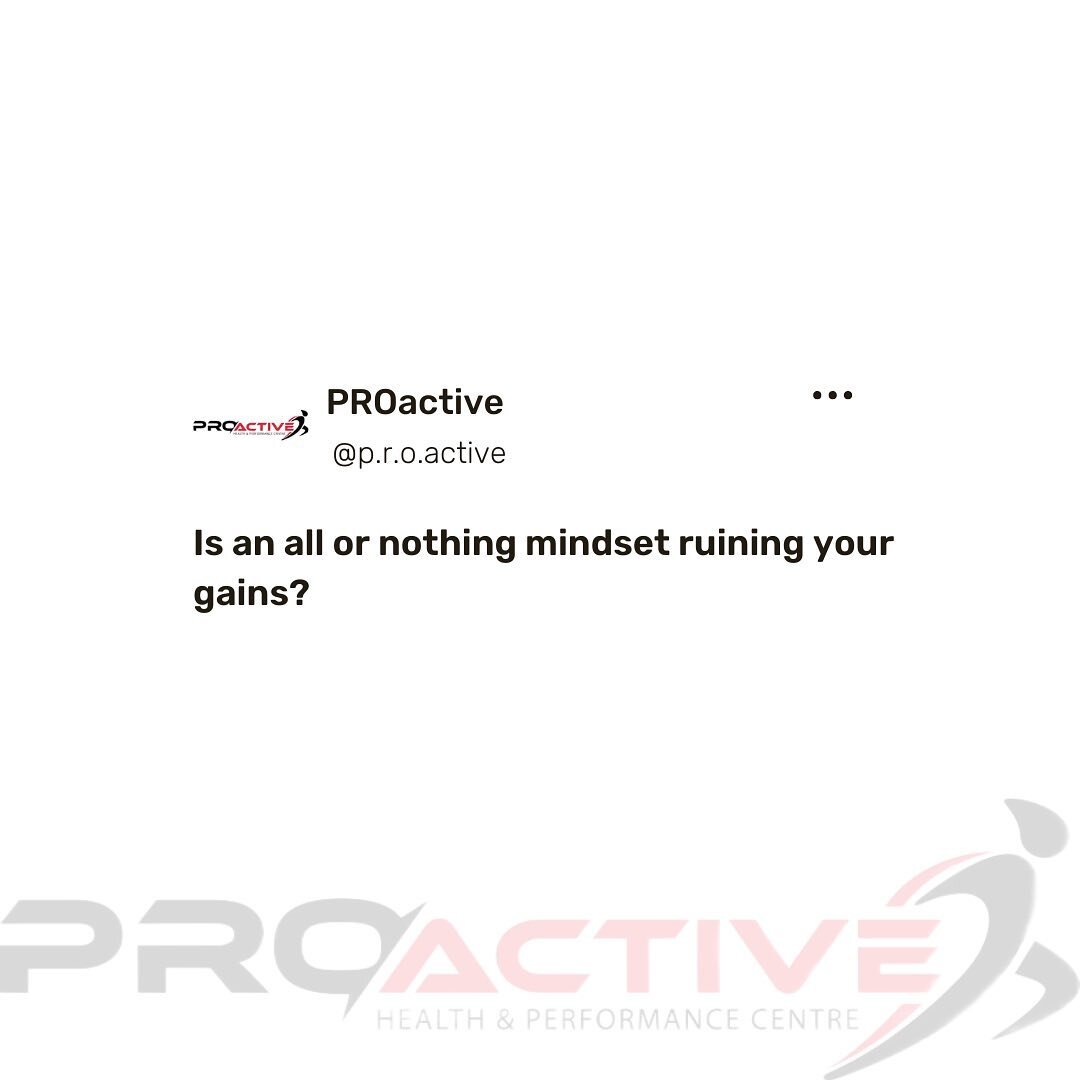 Many of us fall victim to this all or nothing mindset in our day-to-day and athletic careers. If we fail to attain perfect, it is seen as a complete failure where we&rsquo;ve accomplished nothing at all.
 ➖
You&rsquo;ve eaten pizza on a Friday night,