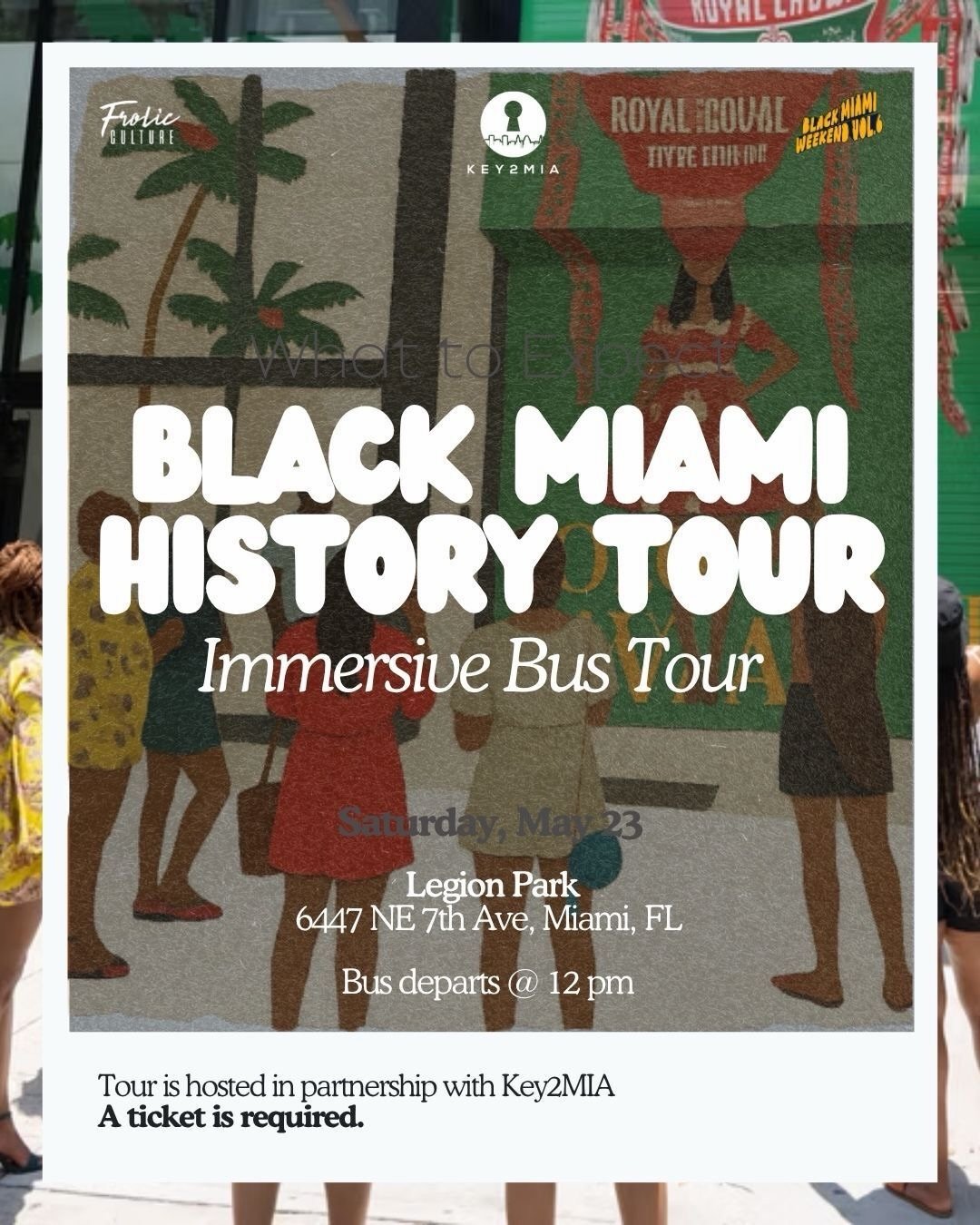 What to Expect : Black Miami History Tour 📍📚

Miami is a deeply spiritual and historical black monument. Honoring where we come from is a key part of what it means to build a frolic culture in the direction we wanna go. 

REST + PLAY x COMMUNITY 
#