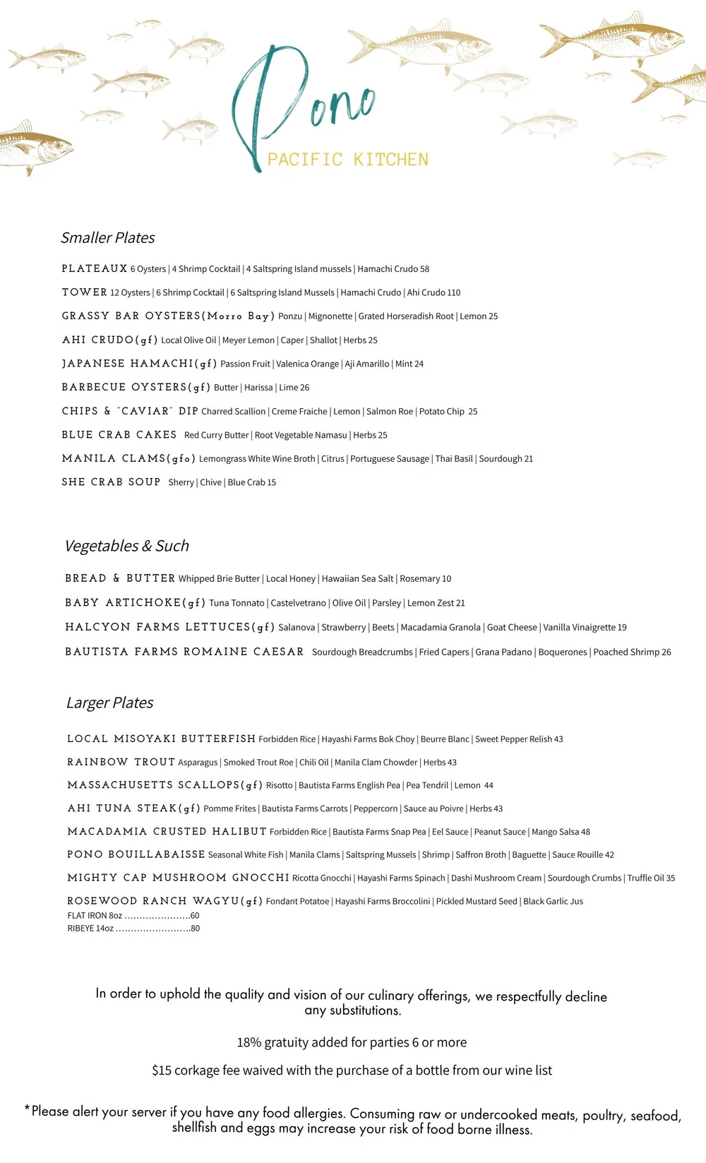 Menu — Pono Pacific Kitchen