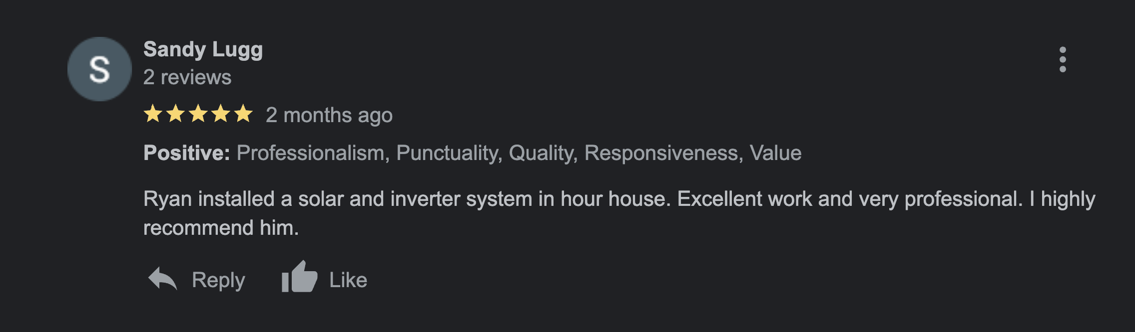 Renewable Plumbing and Solar Review Testimonial - Ballito Solar Installations.png