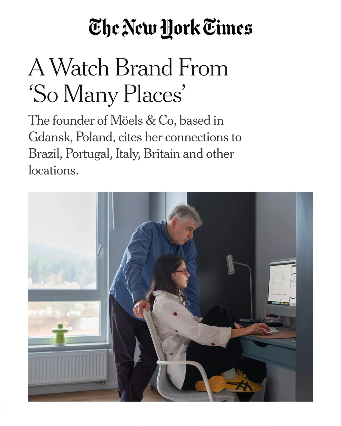 Hey everyone,

I'm still pinching myself. The New York Times has just published an article about M&ouml;els&amp;Co! The article is unpaid and completely independent. I had no say in the content or how the story was told. I'm incredibly grateful to ev