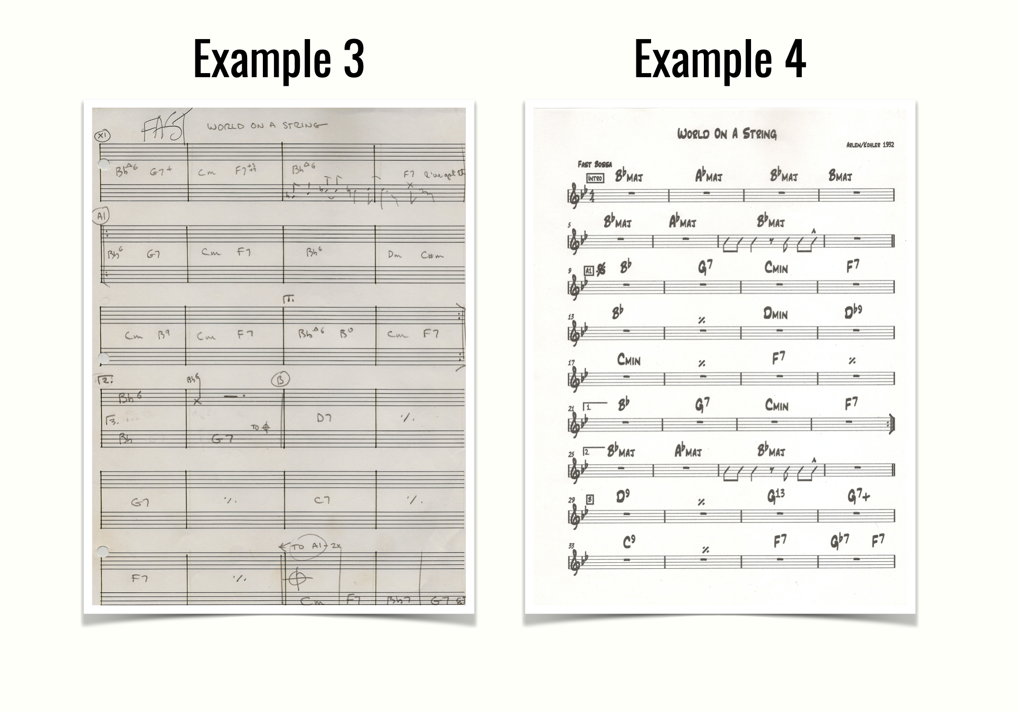 Two more examples of jazz charts.